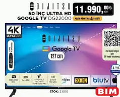 DİJİTSU DG22000 50 İNÇ ULTRA HD 27 GOOGLE TV/AKILLI TELEVİZYON